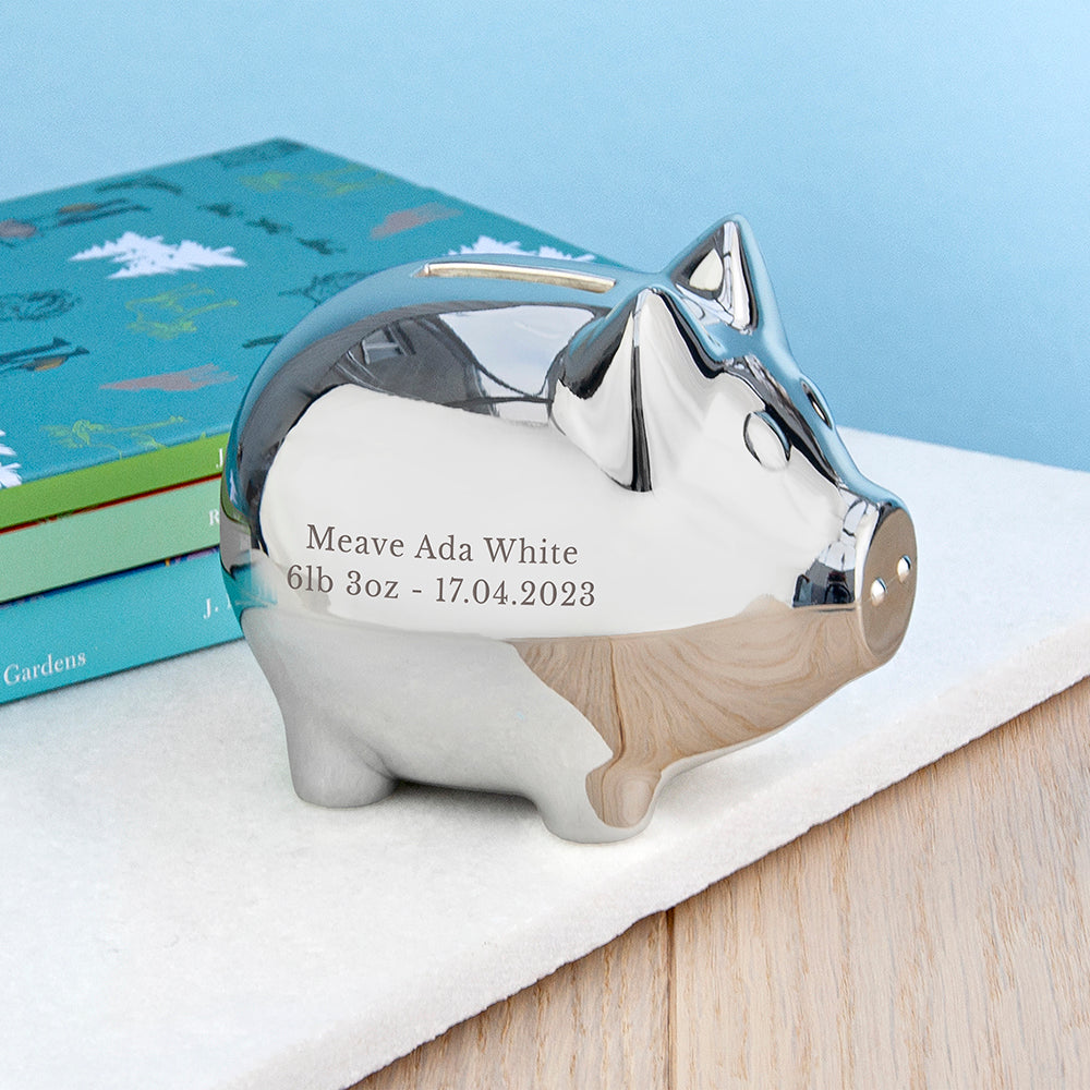 Personalised Silver Plated Piggy Bank Default Title - Money Boxes at Gift Moments