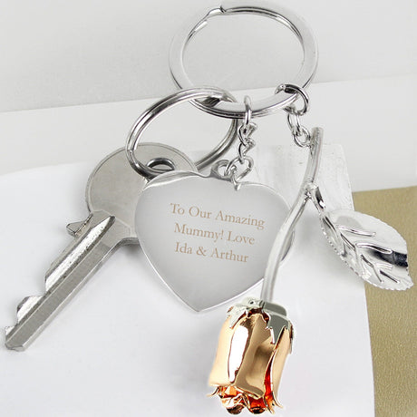 Personalised Silver Plated Rose Gold Keyring: 3 - Keyrings By Gift Moments