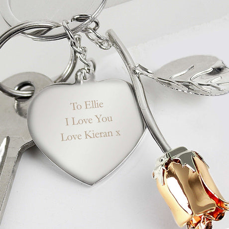 Personalised Silver Plated Rose Gold Keyring: 1 - Keyrings By Gift Moments