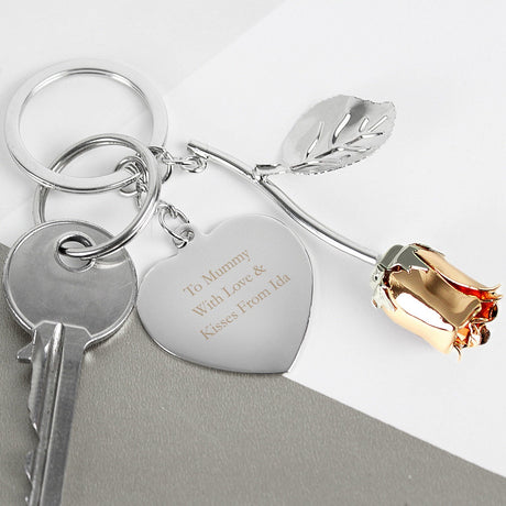 Personalised Silver Plated Rose Gold Keyring: 2 - Keyrings By Gift Moments