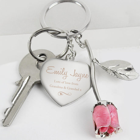 Personalised Silver Plated Heart Keyring: 1 - Keyrings By Gift Moments