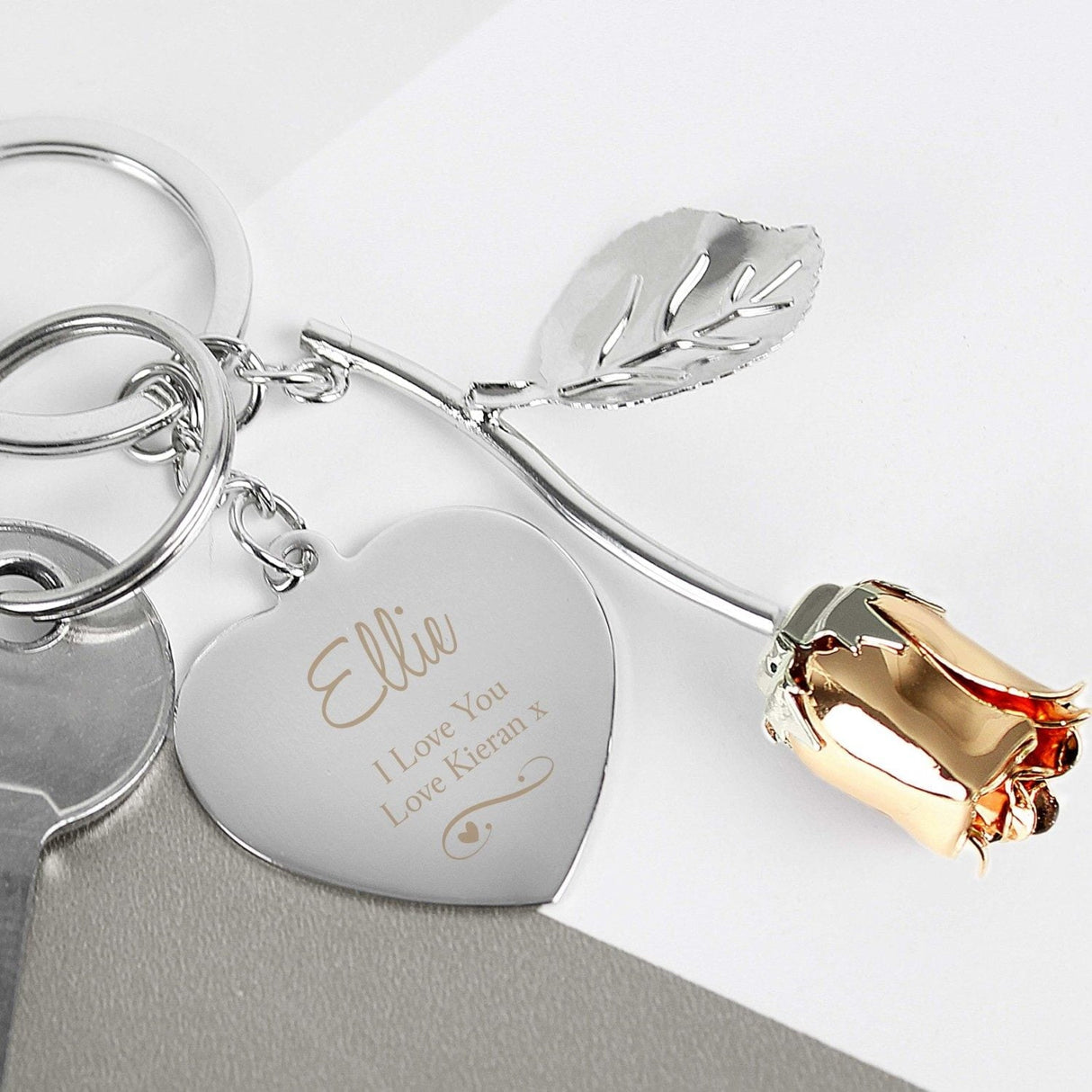 Personalised Silver Plated Hearts Keyring: 2 - Keyrings By Gift Moments