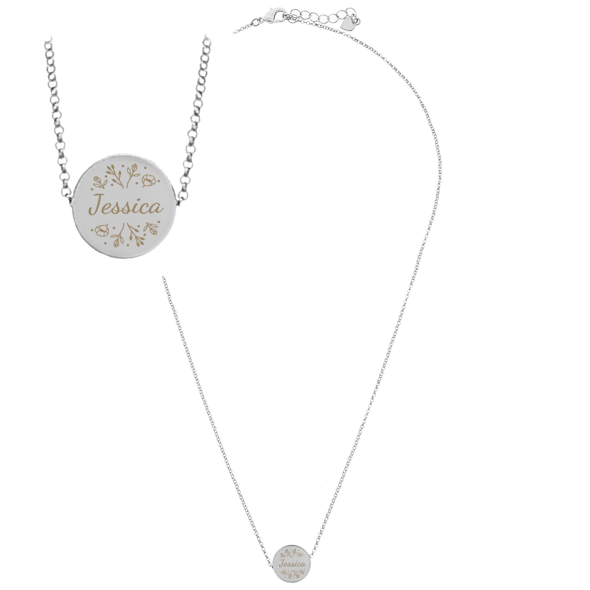 Personalised Silver Wild Flowers Disc Necklace: 5 - Necklaces By Gift Moments