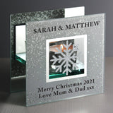 Personalised Snowflake Silver Glitter Tea Light Holder: 1 - Candle Holders By Gift Moments