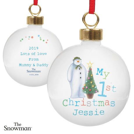 Personalised The Snowman Baby’s 1st Christmas Bauble: 5 - Christmas Baubles By The Snowman