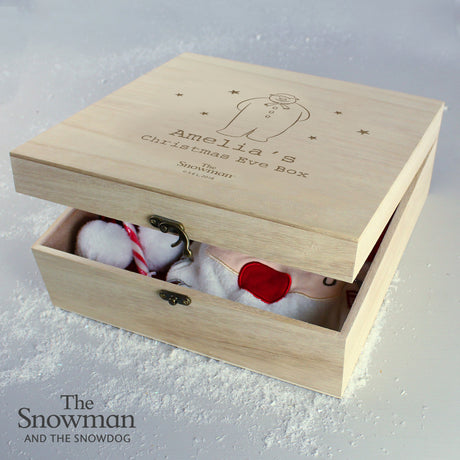 Personalised Snowman Large Wooden Christmas Box: 3 - Keepsake Boxes By The Snowman