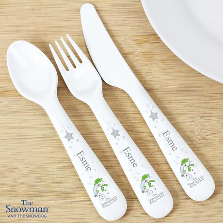 Personalised Snowman and Snowdog Cutlery Set: 1 - Cutlery Sets By The Snowman