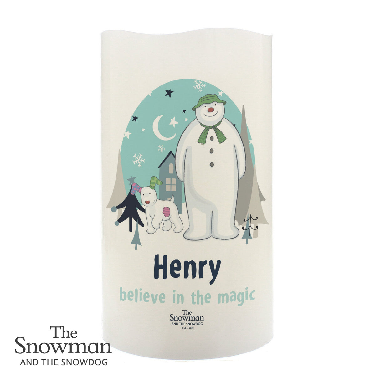 Personalised The Snowman and Snowdog LED Candle: 5 - LED Lighting By The Snowman