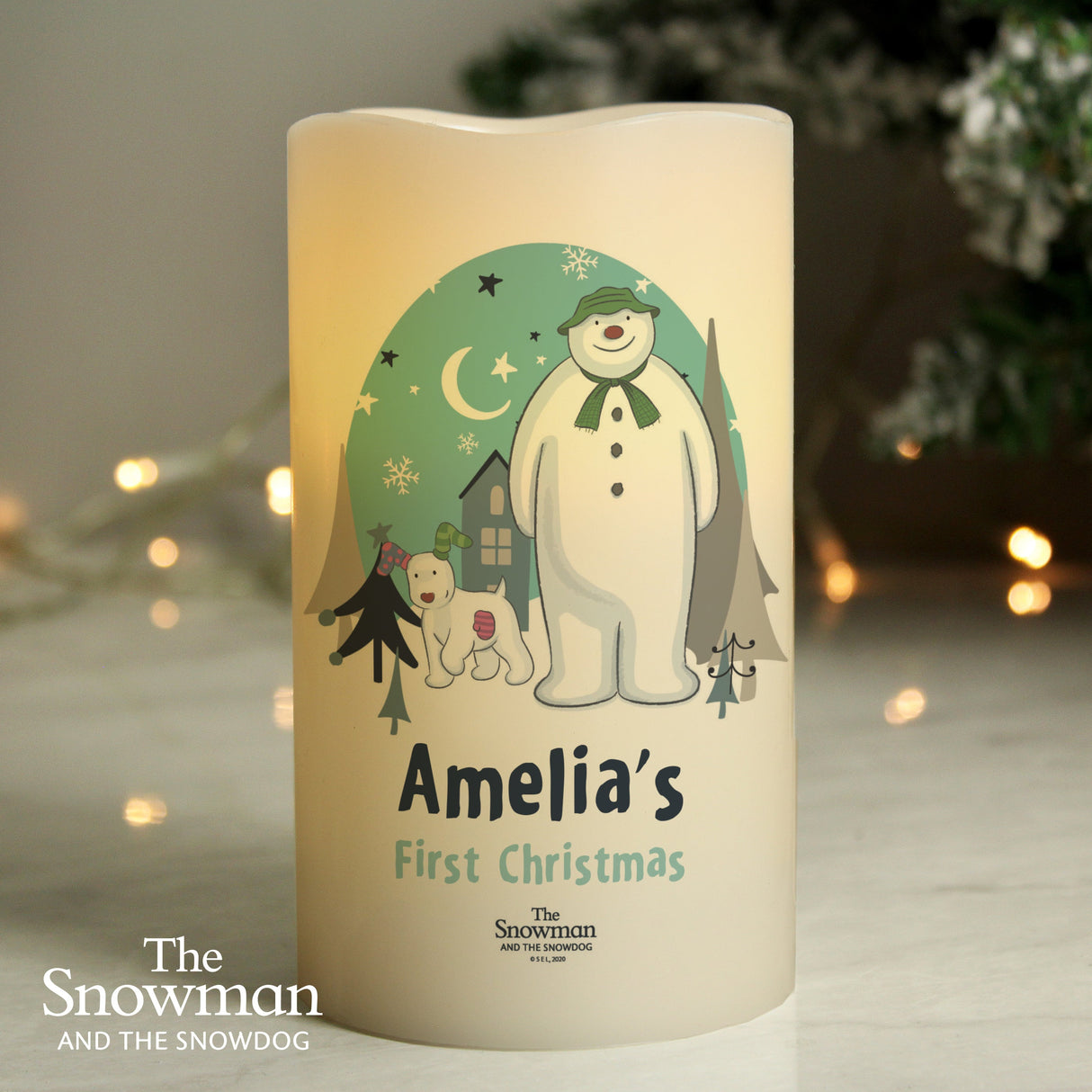 Personalised The Snowman and Snowdog LED Candle: 3 - LED Lighting By The Snowman