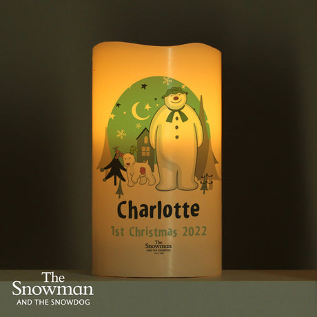 Personalised The Snowman and Snowdog LED Candle: 1 - LED Lighting By The Snowman