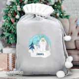 Personalised Snowman and Snowdog Pom Pom Sack: 1 - Christmas Sacks By The Snowman