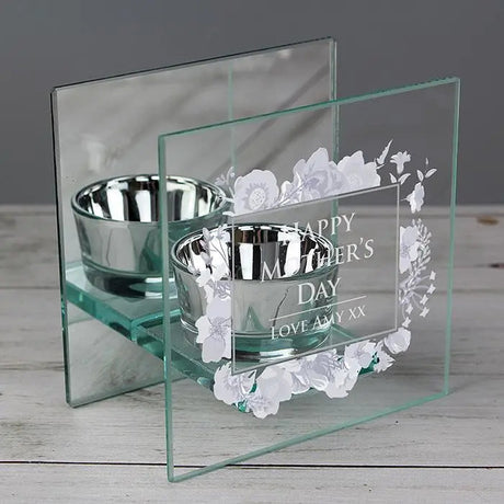 Personalised Mirrored Glass Tea Light Holder: 3 - Candle Holders By Gift Moments