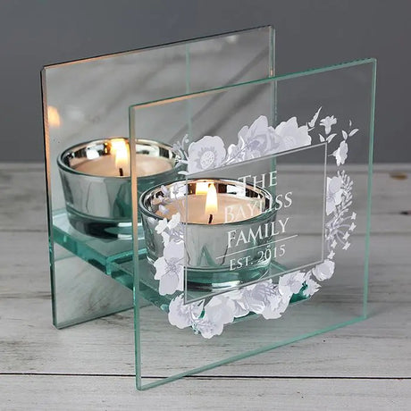 Personalised Mirrored Glass Tea Light Holder: 1 - Candle Holders By Gift Moments