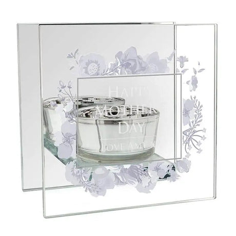 Personalised Mirrored Glass Tea Light Holder: 4 - Candle Holders By Gift Moments