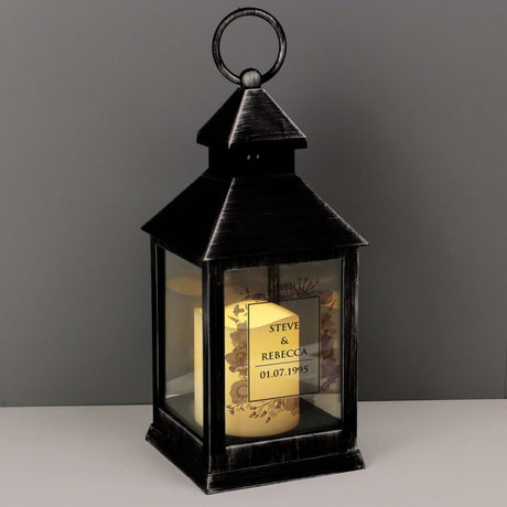 Personalised Soft Watercolour Rustic Lantern: 2 - LED Lighting By Gift Moments