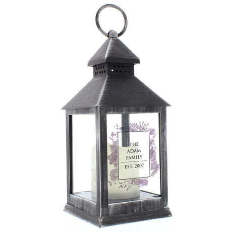 Personalised Soft Watercolour Rustic Lantern: 4 - LED Lighting By Gift Moments