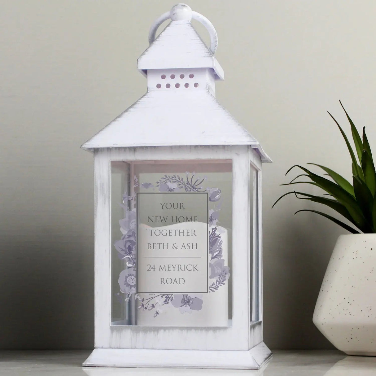 Personalised Soft Watercolour White Lantern: 1 - LED Lighting By Gift Moments