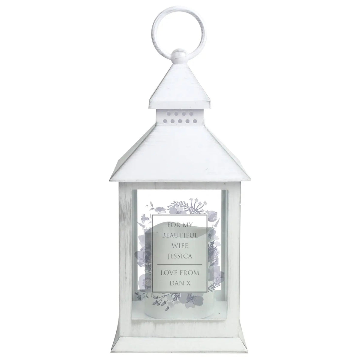 Personalised Soft Watercolour White Lantern: 4 - LED Lighting By Gift Moments