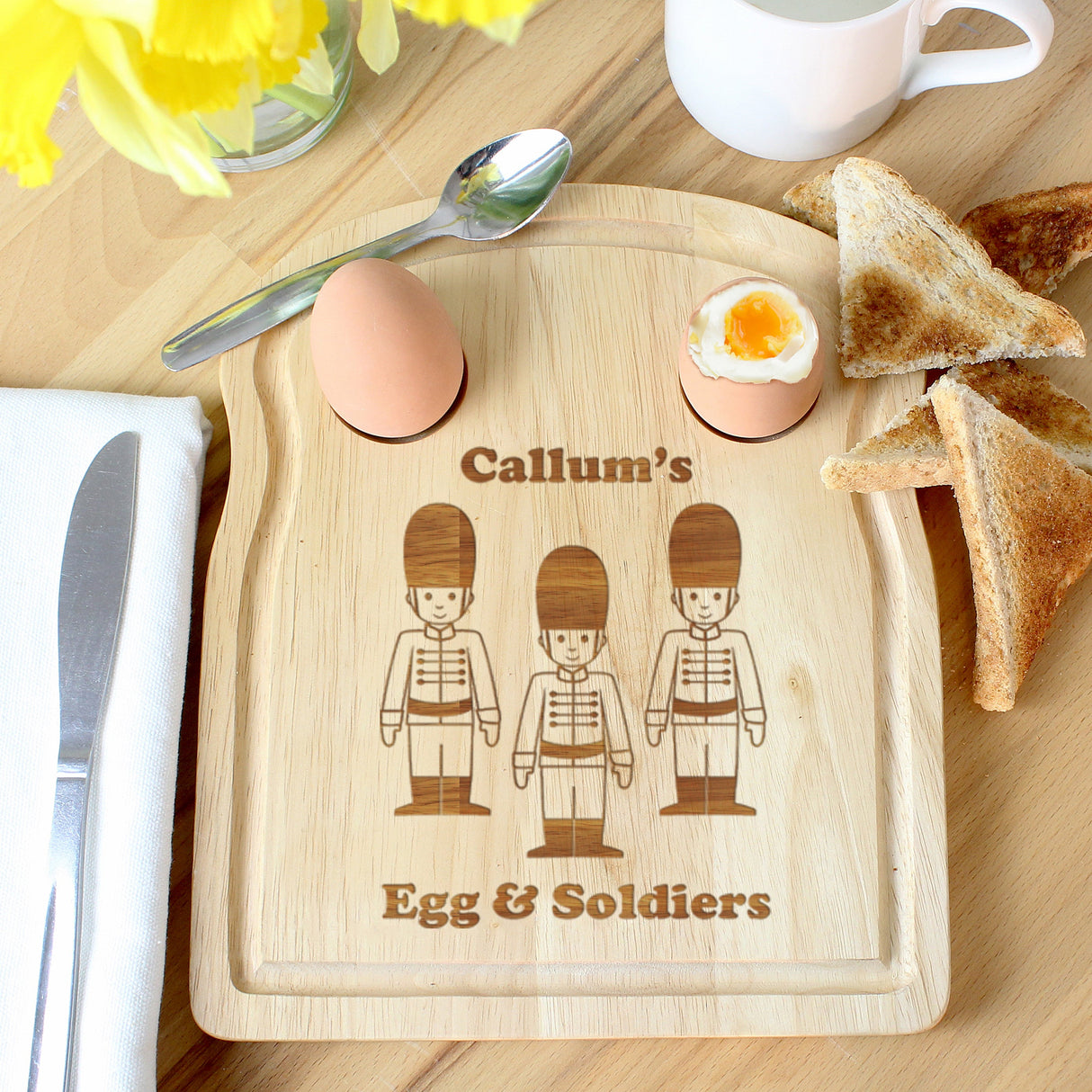 Personalised Egg & Soldiers Breakfast Board: 1 - Egg Cups By Gift Moments