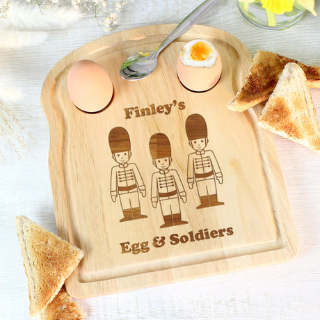 Personalised Egg & Soldiers Breakfast Board: 3 - Egg Cups By Gift Moments