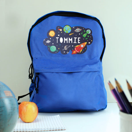 Personalised Space Blue Kids Backpack: 1 - Kids Bags By Gift Moments