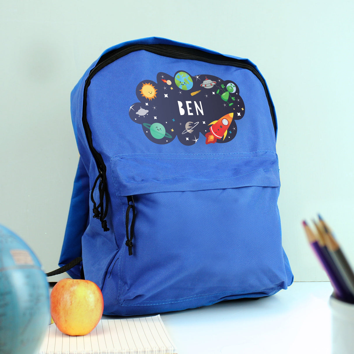 Personalised Space Blue Kids Backpack: 2 - Kids Bags By Gift Moments