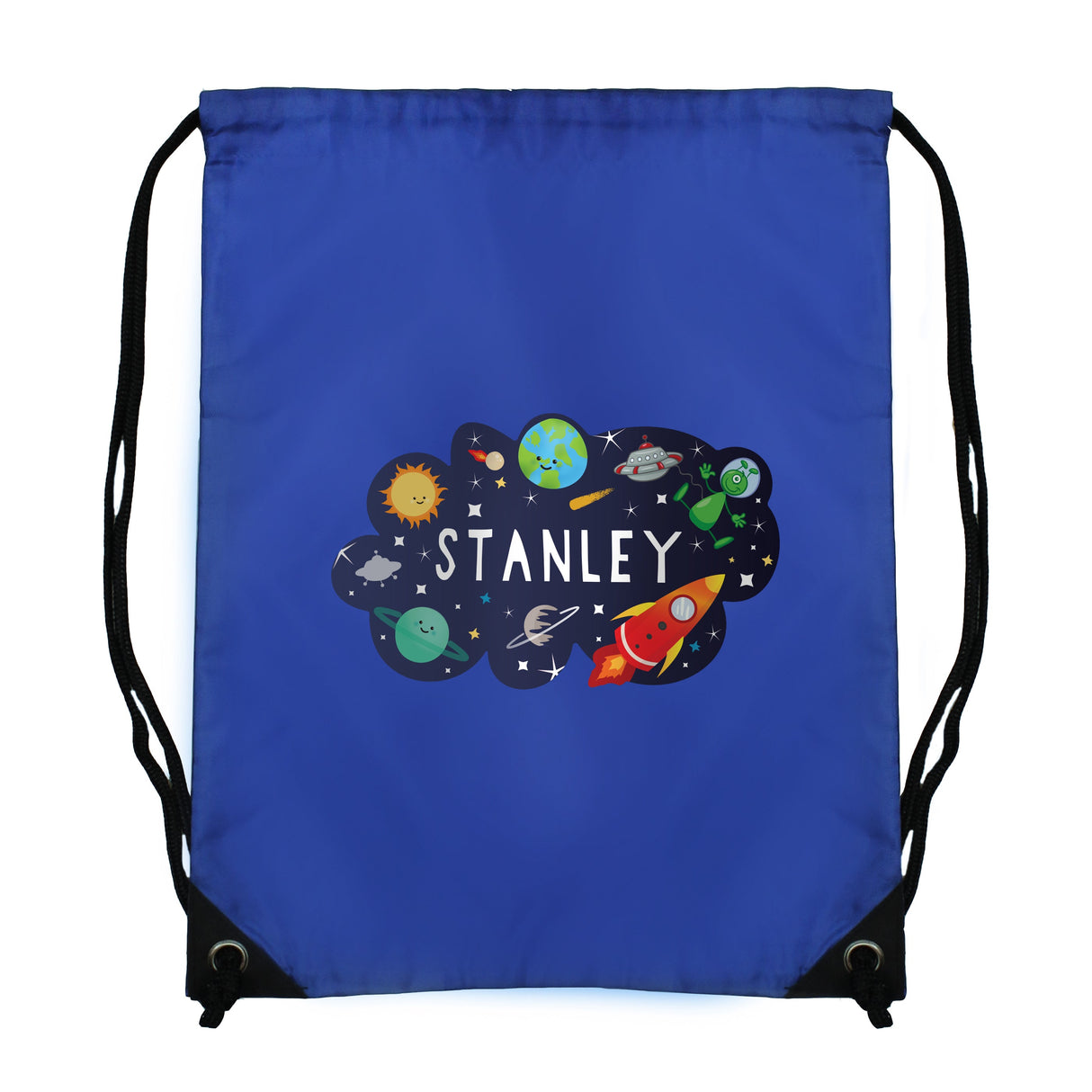 Personalised Space Blue Drawstring Kit Bag: 5 - Kids Bags By Gift Moments