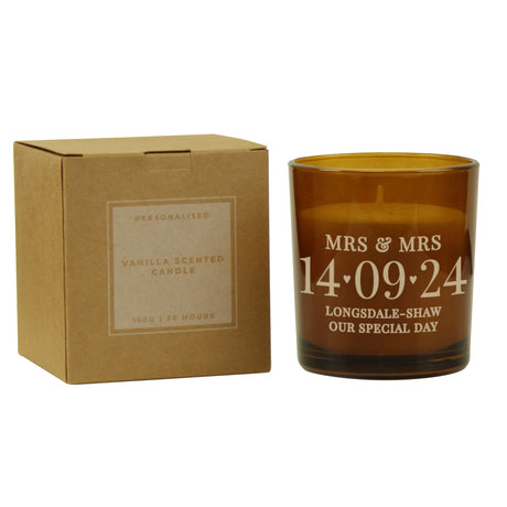 Personalised Amber Glass Candle with Special Date: 6 - Candles By Gift Moments