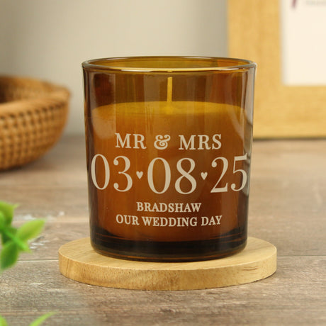 Personalised Amber Glass Candle with Special Date: 2 - Candles By Gift Moments