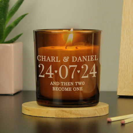 Personalised Amber Glass Candle with Special Date: 1 - Candles By Gift Moments