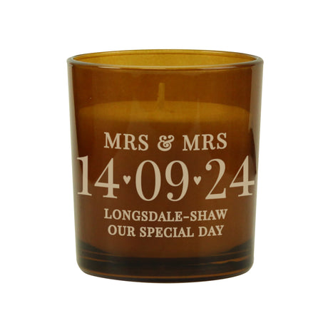 Personalised Amber Glass Candle with Special Date: 5 - Candles By Gift Moments