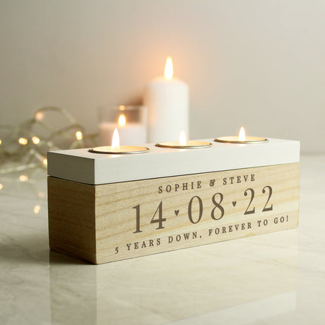 Personalised Triple Tea Light Keepsake Box: 4 - Candle Holders By Gift Moments