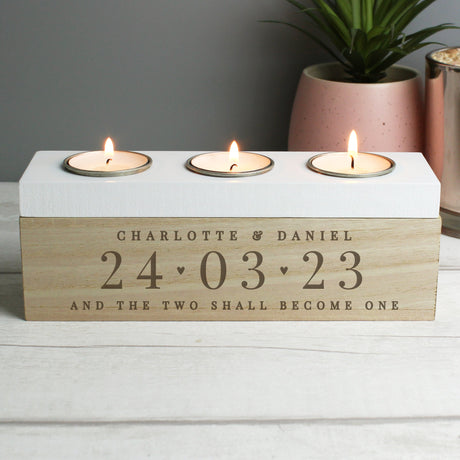 Personalised Triple Tea Light Keepsake Box: 3 - Candle Holders By Gift Moments