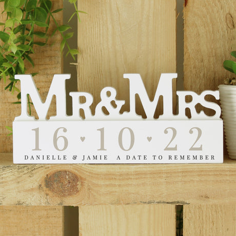 Personalised Wooden Mr & Mrs Date Ornament: 1 - Ornaments By Gift Moments