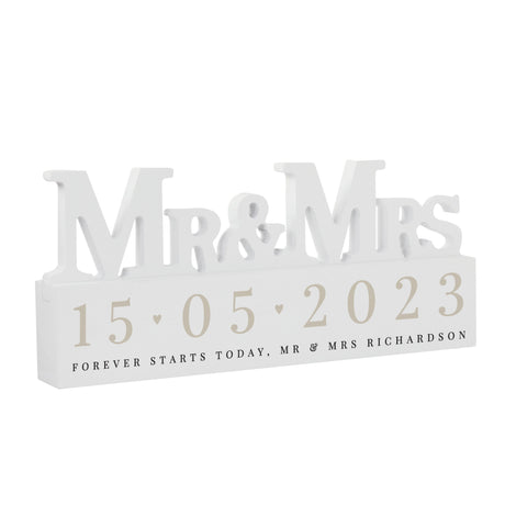 Personalised Wooden Mr & Mrs Date Ornament: 4 - Ornaments By Gift Moments