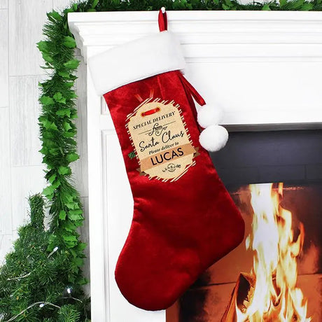 Personalised Luxury Red Velvet Christmas Stocking: 4 - Christmas Stockings By Gift Moments