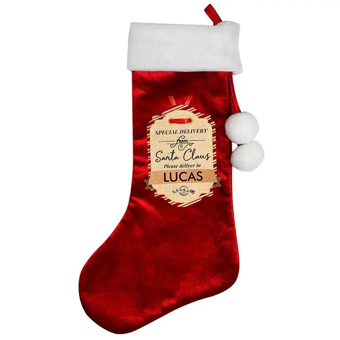 Personalised Luxury Red Velvet Christmas Stocking: 3 - Christmas Stockings By Gift Moments