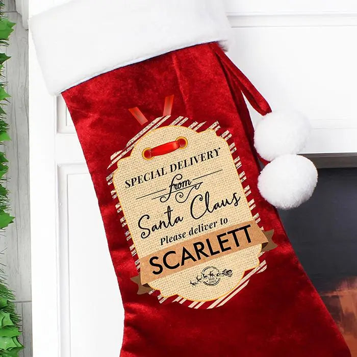 Personalised Luxury Red Velvet Christmas Stocking: 5 - Christmas Stockings By Gift Moments