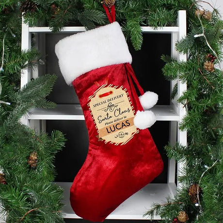 Personalised Luxury Red Velvet Christmas Stocking: 2 - Christmas Stockings By Gift Moments