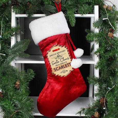 Personalised Luxury Red Velvet Christmas Stocking: 1 - Christmas Stockings By Gift Moments