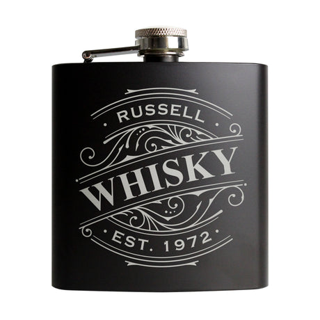 Personalised Black Stainless Steel Hip Flask: 5 - Hip Flasks By Gift Moments