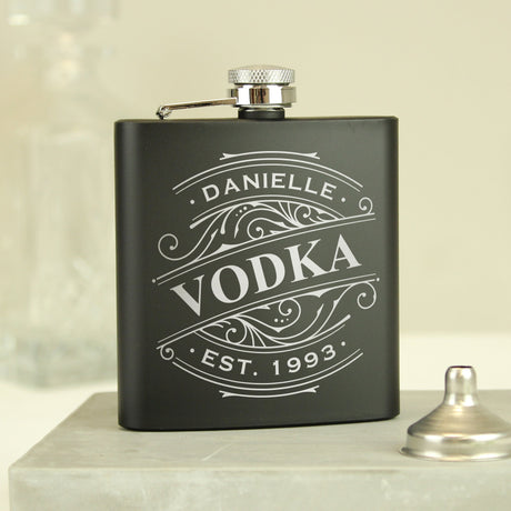 Personalised Black Stainless Steel Hip Flask: 6 - Hip Flasks By Gift Moments