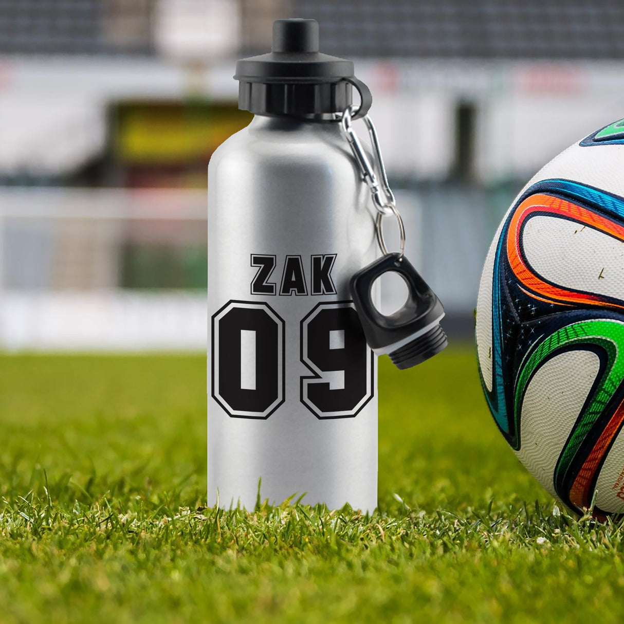 Personalised Silver Sports Number Drinks Bottle: 1 - Kids Bottles By Gift Moments