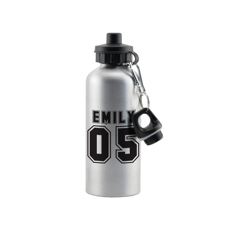 Personalised Silver Sports Number Drinks Bottle: 2 - Kids Bottles By Gift Moments