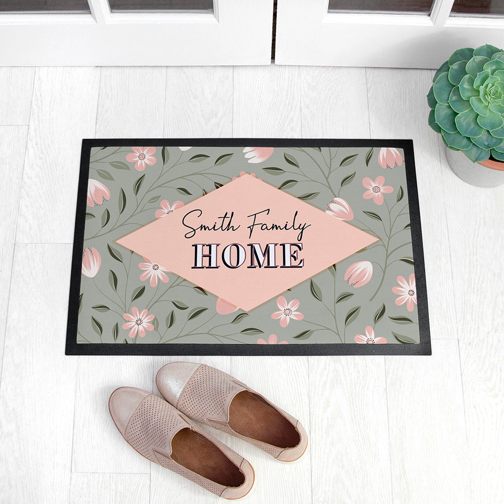 Personalised Spring Blossoms Welcome Doormat: 1 - Doormats By Gift Moments