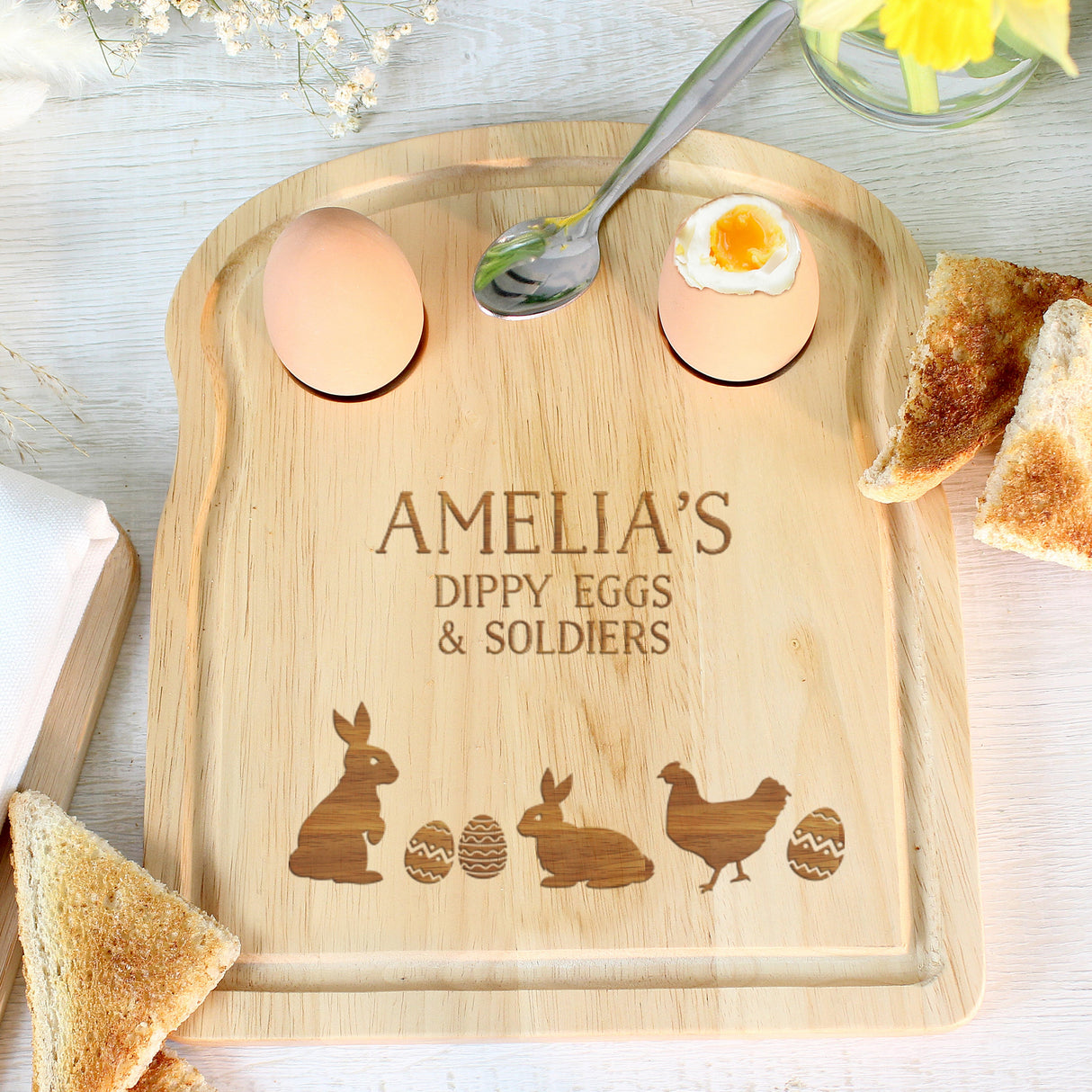 Personalised Egg and Toast Breakfast Board: 3 - Egg Cups By Gift Moments