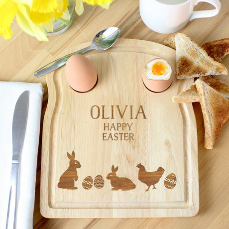 Personalised Egg and Toast Breakfast Board: 1 - Egg Cups By Gift Moments