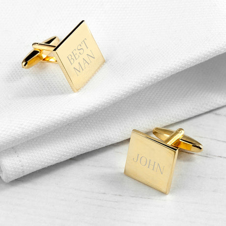 Personalised Gold Plated Square Cufflinks Default Title - Cufflinks & Tie Slides at Gift Moments