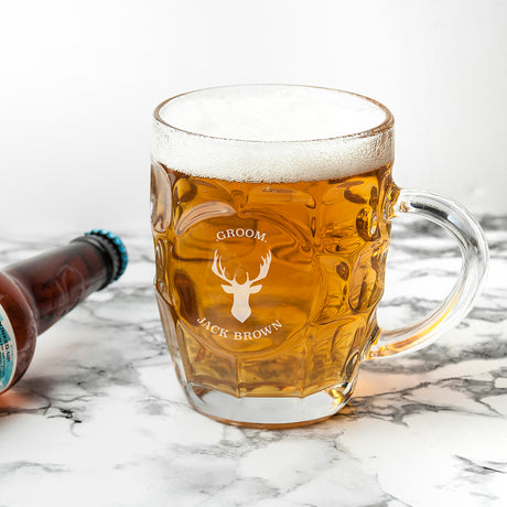 Personalised Stag Dimpled Beer Glass Default Title - Beer Glasses at Gift Moments