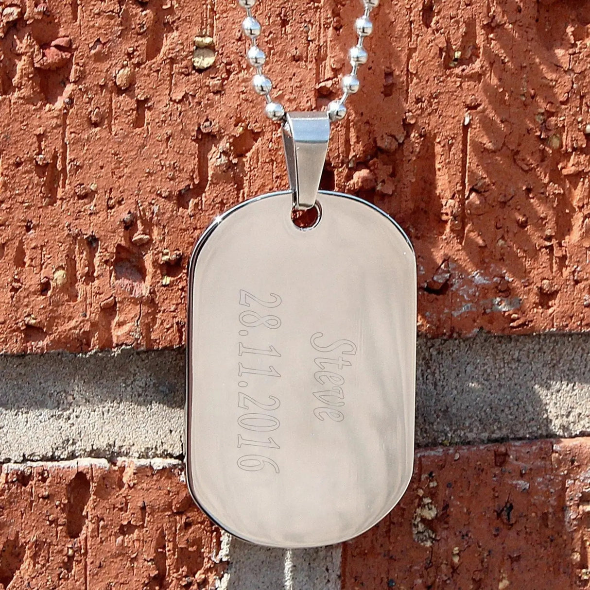 Personalised Stainless Steel Dog Tag Necklace: 2 - Necklaces By Gift Moments